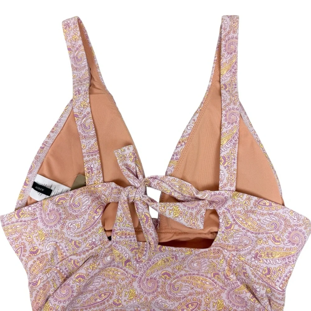 NWT J. Crew Eco Plunge One Piece‎ Swimsuit Beach Paisley Peach Size 12